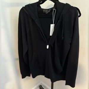 Vince black cashmere zip up hoodie sweater